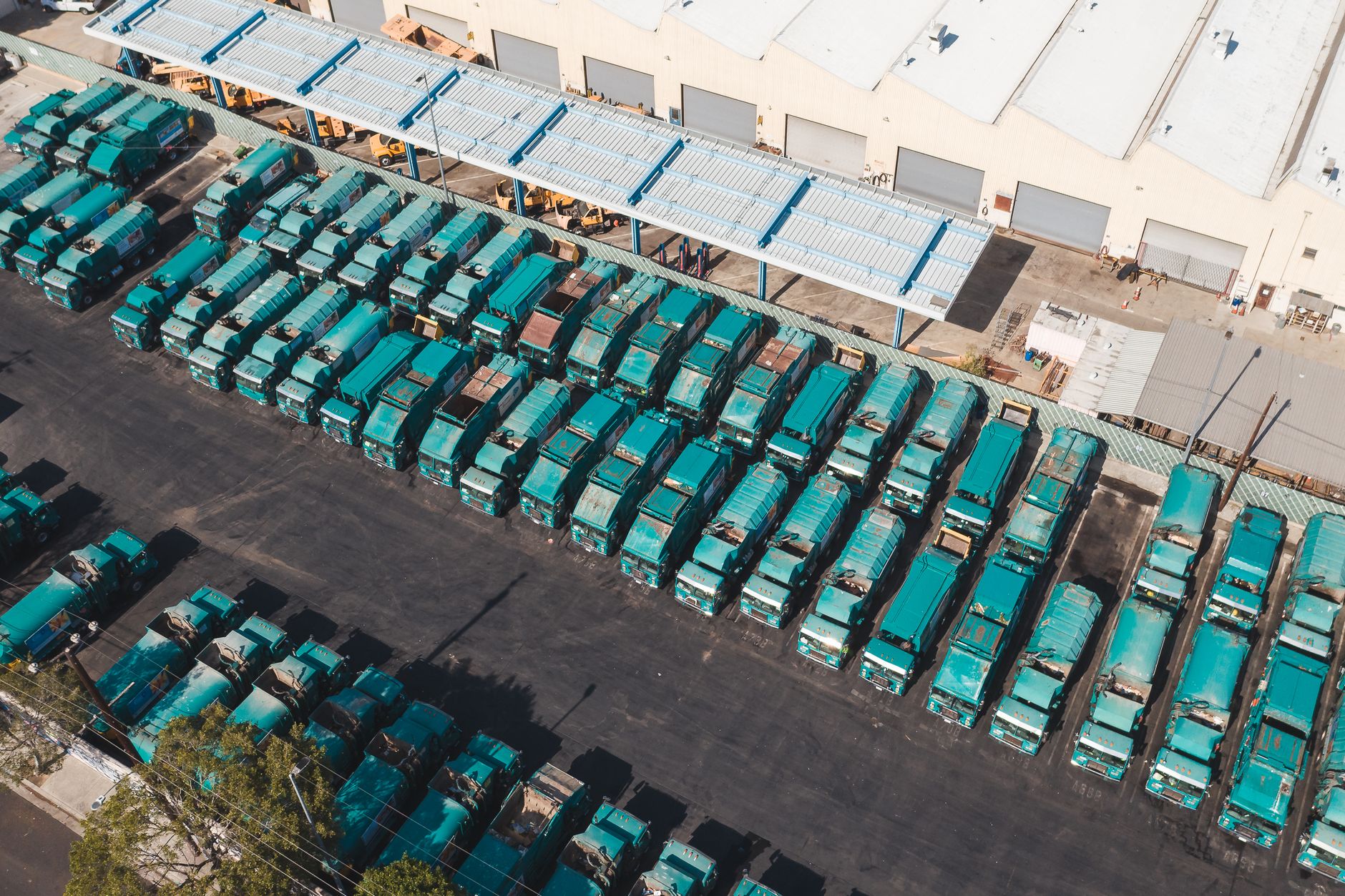 A fleet of trucks at a terminal